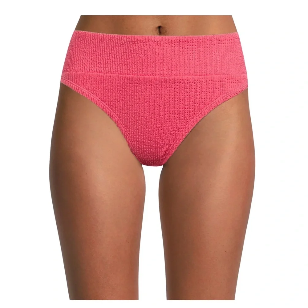 🆕 Women’s Plus Rose Dust Crinkle Texture Bikini Swim Bottom Size 1X